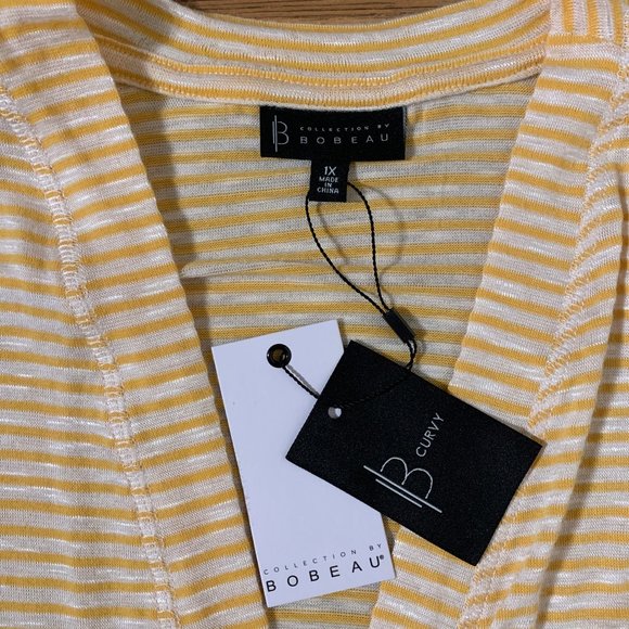 Plus Size Bobeau Cecile Striped Tie Cardigan - Picture 5 of 8